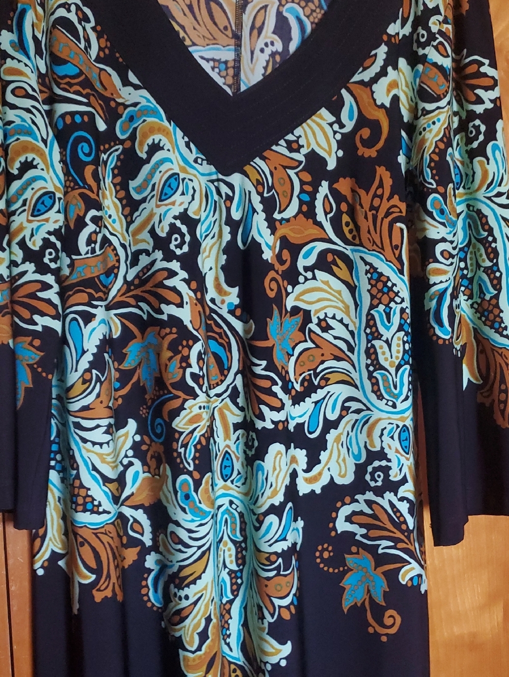 K Jordan Black Dress With Paisley Design Size 14 - Picture 3 of 5